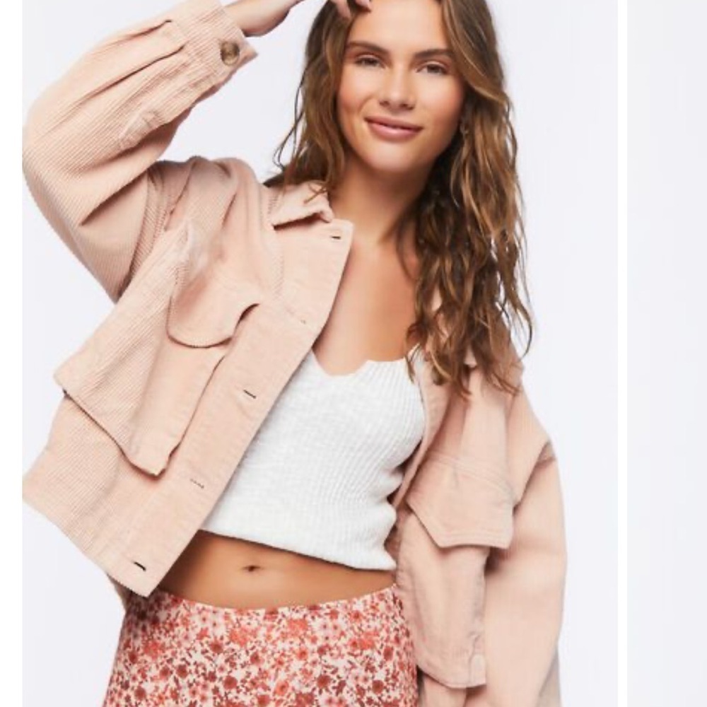 Forever 21 Corduroy Button-Front Jacket NWT BLUSH size Medium